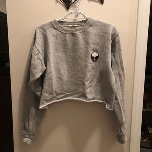 grey cropped crew neck from pacsun